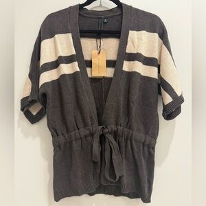 Charcoal Gray and Cream Cardigan